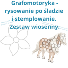 Grafomotoryka - rysowanie po śladzie i stemplowanie. Zestaw wiosenny przedszkolny.