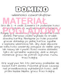 Domino - własności czworokątów kl.5,6,7,8