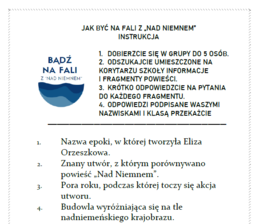 Bądź na fali z "Nad Niemnem" - podchody literackie dla szkoły podstawowej, NARODOWE CZYTANIE 2023