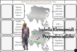 Notatka okienkowa/stacja zadaniowe/notatka interaktywna/notatka graficzna/karta pracy/sketchnotka „Środowisko przyrodnicze Azji”, „Kontrasty Azji” w pdf. Geografia 8 , dział „Azja”. Materiał wykonany na podstawie podręcznika z wydawnictwa Nowa Era – nowo