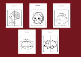 DZIEŃ JEŻA – jesień - biblioteka – świetlica – przedszkole – UKŁADANKA – układanki – puzzle – kolorowanka – 10 szt.