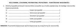 Ćwiczenia gramatyczne: rzeczownik, przymiotnik, przysłówek, czasownik (klasa 4/5)