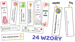 Zakładki na Dzień Matki – 24 gotowe wzory do druku 🌸Piękny i szybki prezent dla mamy od dziecka/dwustronne-miejsce na imię ucznia
