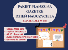 📚 Plansze na gazetkę szkolną z okazji Dnia Nauczyciela – zestaw 15 plansz A4 (cytaty, życzenia, ciekawostki), Szkoła podstawowa • Świetlica • Godzina wychowawcza