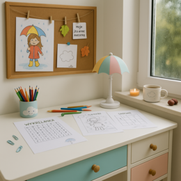 Karty Pracy: "Deszczowe łamigłówki"