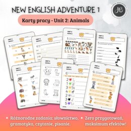 New English Adventure 1 – Unit 2: Animals – Karty pracy dla klasy 1