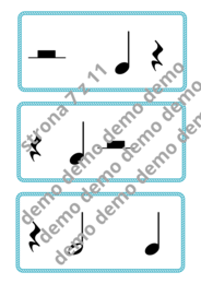 Muzyka. Karty do nauki wartości rytmicznych i ćwiczeń praktycznych. Metrum 4/4.