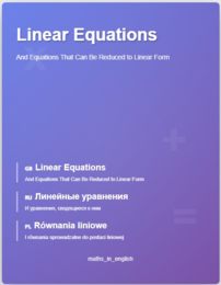 Równania liniowe - Zeszyt ćwiczeń trójjęzyczny (angielski, rosyjski, polski)