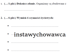Poznajemy świat organizmów-sprawdzian