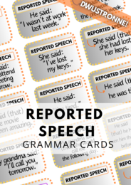 Reported Speech - Mowa zależna - Mix Czasów - 64 DWUSTRONNE Grammar Cards  - zestaw - karty - fiszki - gramatyka - angielski - matura - B1 + / B2