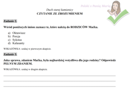 Czytanie ze zrozumieniem kl. IV - "Duch starej kamienicy"