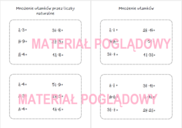 Szybkie karteczki - dodawanie, odejmowanie, mnożenie, dzielenie ułamków, działania na ułamkach (karta pracy, kartkówka kl 4, 5, 6, 7, 8)