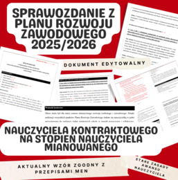 🧾 Sprawozdanie z realizacji planu rozwoju zawodowego nauczyciela kontraktowego na stopień nauczyciela mianowanego 2025/2026 - STARE ZASADY