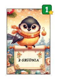 Karty kalendarza do materiału o sikorce Zosi