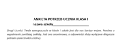 diagnoza potrzeb ucznia klasy pierwszej szkoły średniej - ankieta