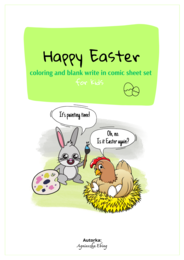 Happy Easter Colouring and Blank Comic Write-in Sheet Page