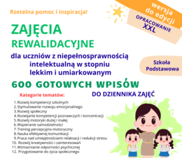 600 wpisów do dziennika ZAJĘCIA REWALIDACYJNE dla uczniów z niepełnosprawnością intelektualną, inspiracja