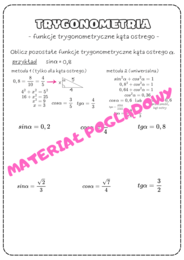 Trygonometria - notatka + karty pracy