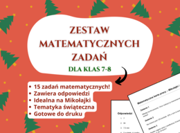 Matematyczna karta pracy „Mikołajkowe zadania tekstowe” – klasy 7–8, matematyka, grudniowe lekcje 🎅❄️