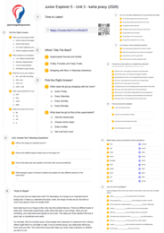 Junior Explorer 5 – Unit 3 – karta pracy
