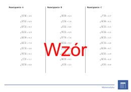 Pierwiastek kwadratowy liczb dziesiętnych | matematyka | 26 kolumn