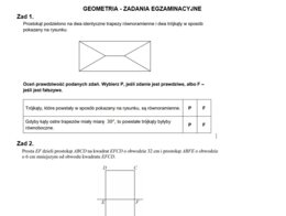 Geometria - trójkąty i czworokąty, pola - zadania egzaminacyjne (także dla klasy 6)