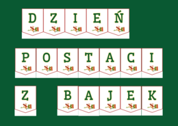 DZIEŃ POSTACI Z BAJEK – biblioteka – świetlica – przedszkole - GIRLANDA – gazetka – wersja 2