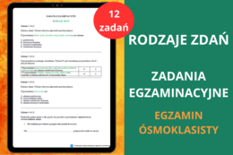 Karty pracy - Rodzaje zdań – zadania egzaminacyjne z języka polskiego | Zdania pojedyncze, zdania złożone podrzędnie, zdania złożone współrzędnie, zdania wielokrotnie złożone, równoważnik zdania, imiesłowowy równoważnik zdania
