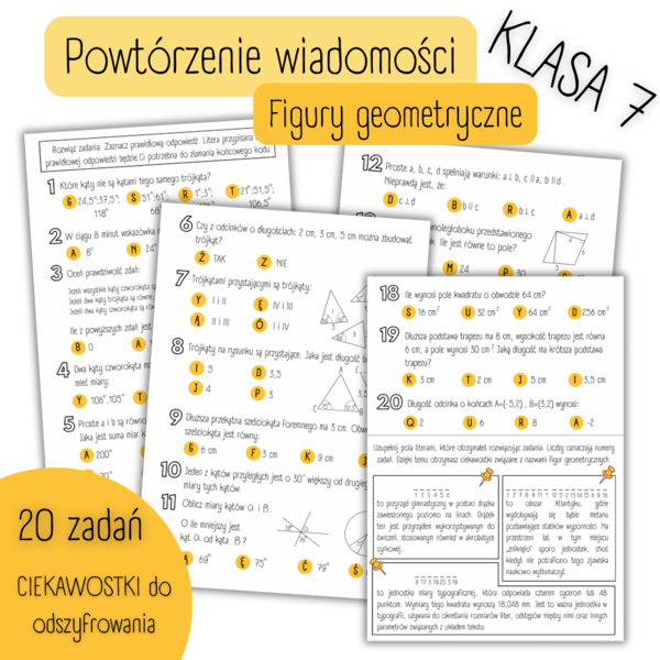 POWTÓRZENIE MATERIAŁU - Figury geometryczne - KLASA 7