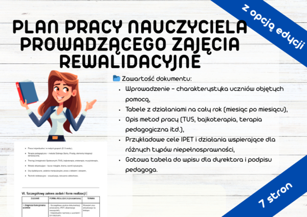 PLAN PRACY NAUCZYCIELA PROWADZĄCEGO ZAJĘCIA REWALIDACYJNE