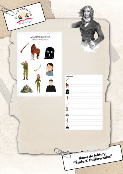 Ikony (obrazki) do lektury "Śmierć Pułkownika" Adama Mickiewicza