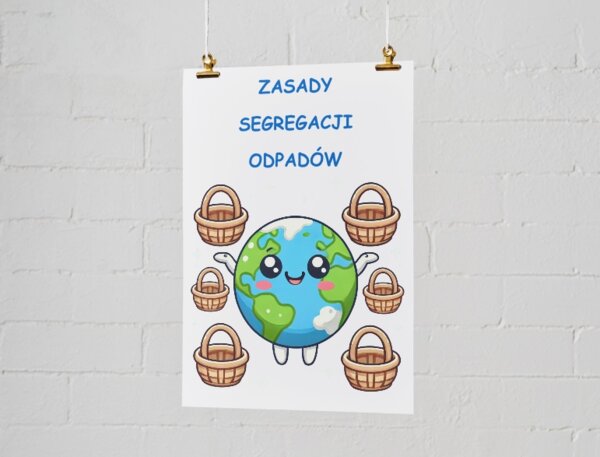 Zasady segregacji odpadów. Recykling. Kolorowe kosze