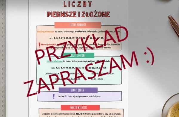 Liczby pierwsze i złożone - notatka, gazetka