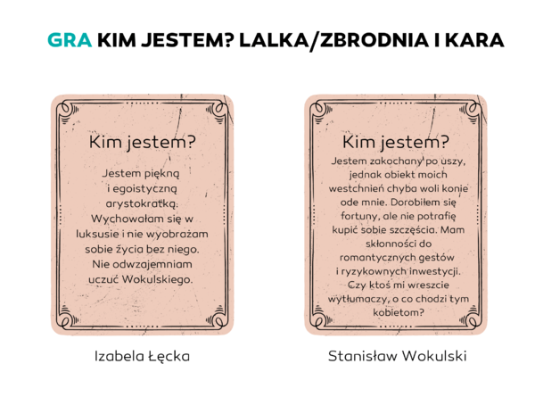 ZESTAW KART DO GRY "KIM JESTEM. ZBRODNIA I KARA/LALKA".
