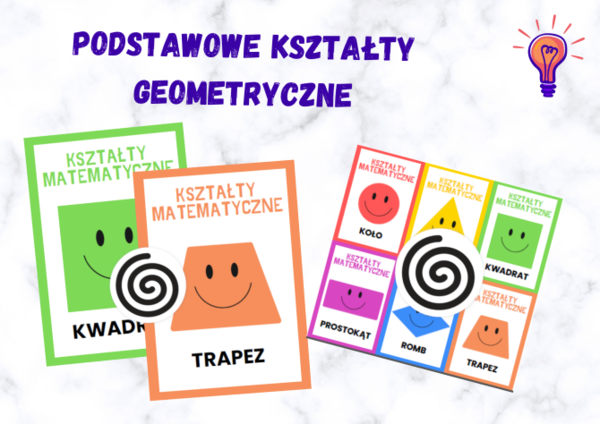Podstawowe kształty geometryczne - plansze + wersja mini do zeszytów