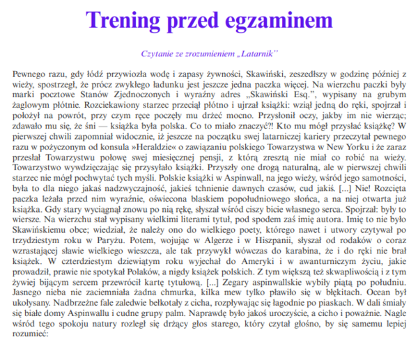 Trening przed egzaminem - ,,Latarnik''