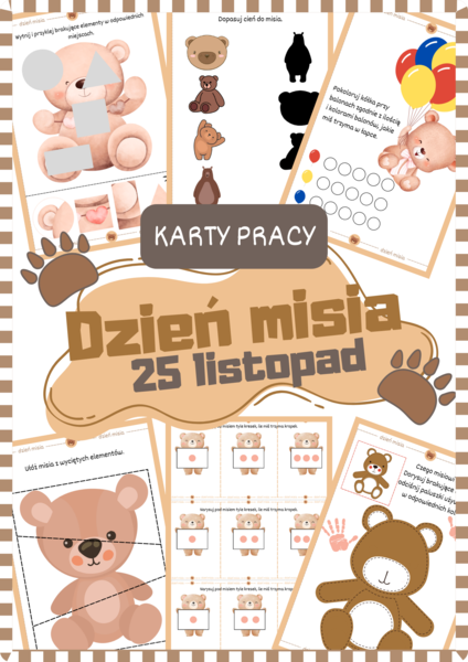 Dzień pluszowego misia - karty pracy