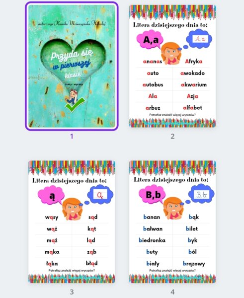 Litery i wyrazy - karty obrazkowe