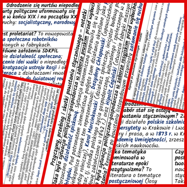 Polska na przełomie XIX i XX w. Powstanie styczniowe i jego skutki. NOTATKI