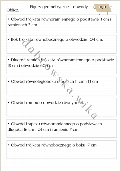 Figury geometryczne - obwody