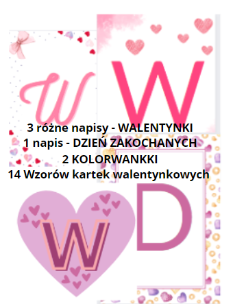 Walentynki - girlanda, kartka walentynkowa