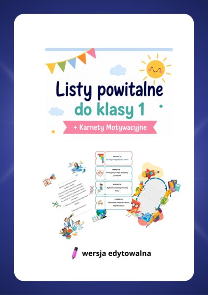 Listy powitalne do klasy 1 + Karnety Motywacyjne