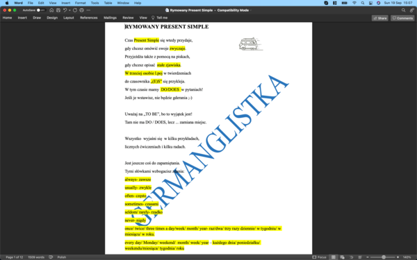 Rymowany Present Simple