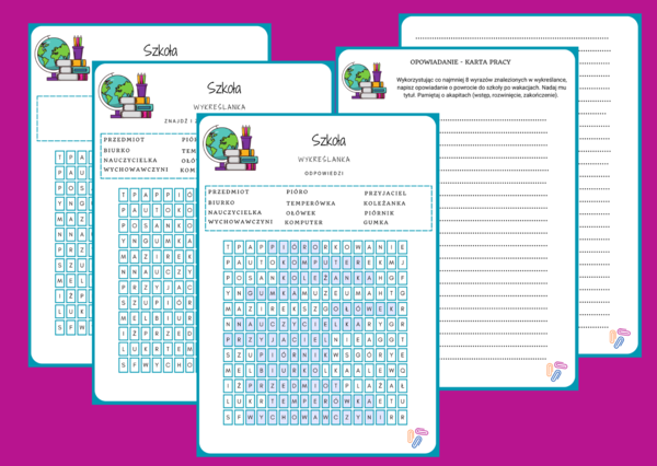 POWRÓT DO SZKOŁY – wykreślanka – ortografia – ćwiczenia redakcyjne - szkoła