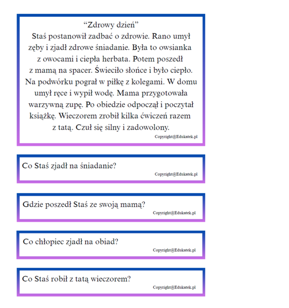 Czytanie ze zrozumieniem-poziom średni