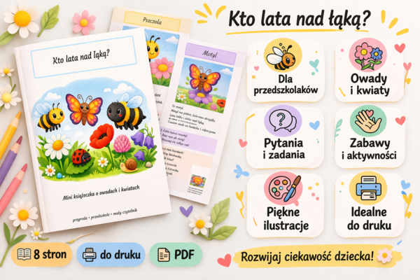 Kto lata nad łąką? – mini książeczka o owadach i kwiatach