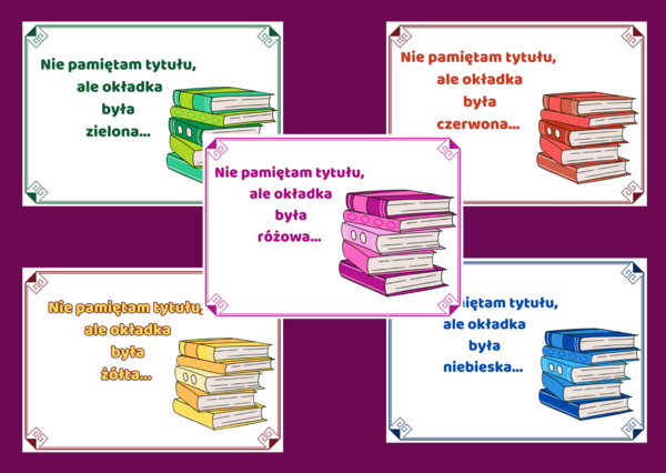 Nie pamiętam tytułu – BIBLIOTEKA – 9 wersji - gazetka- wystawka – napis – wersja 2