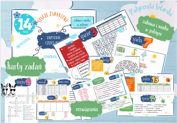 Odmienne części mowy- stacje zadaniowe