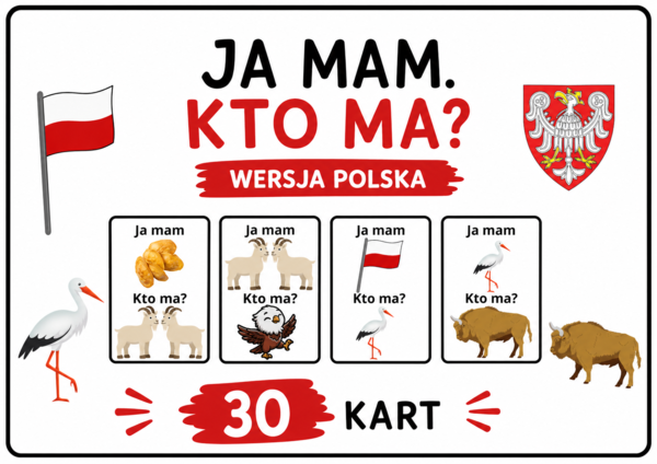 Ja mam, kto ma? Polska – gra edukacyjna | 30 kart | PDF do druku