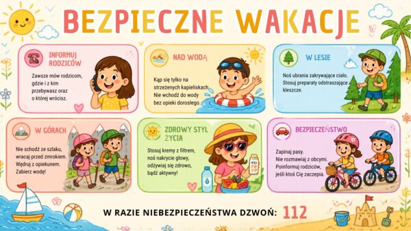 Bezpieczne wakacje - notatka dla ucznia